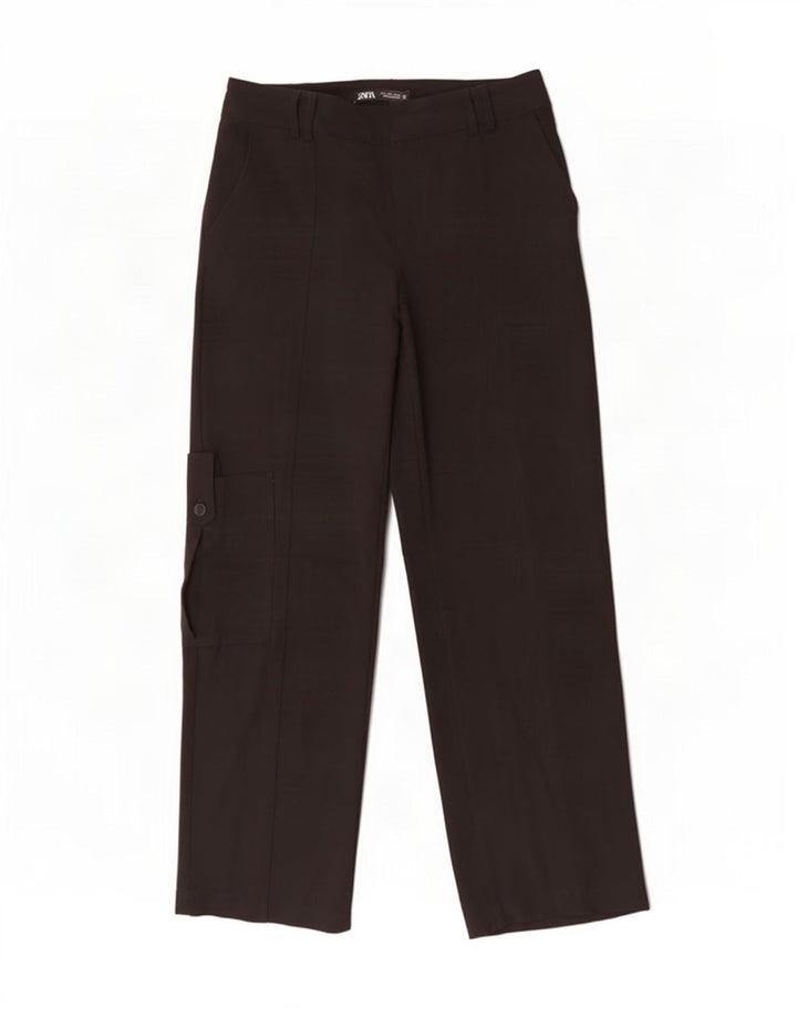 Pantaloni cargo dritti da donna Zara piccoli W26 L31 poliestere nero