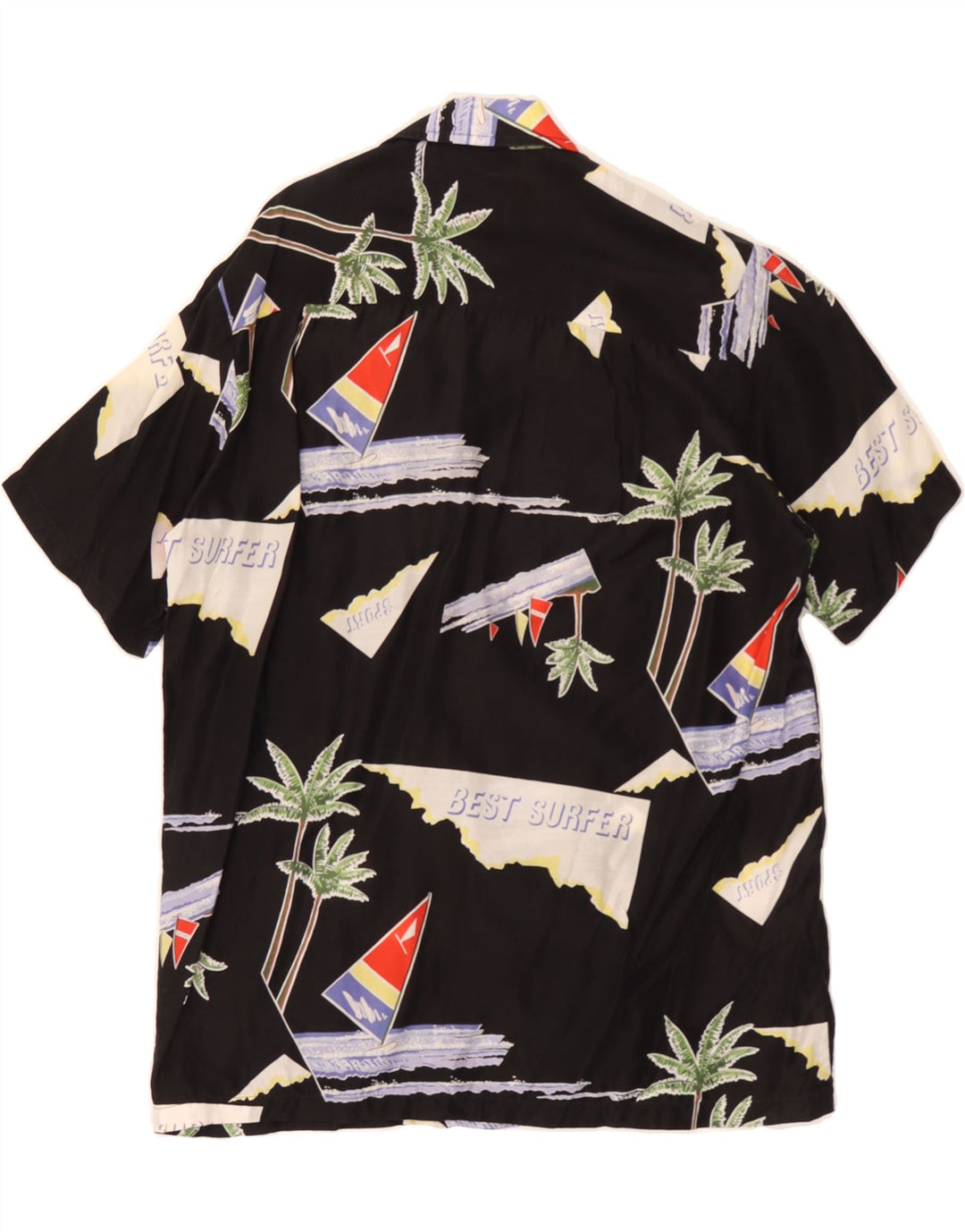 PARADISE BLUE Mens Graphic Short Sleeve Shirt Medium Black Hawaiian Vintage Paradise Blue and Second-Hand Paradise Blue from Messina Hembry 