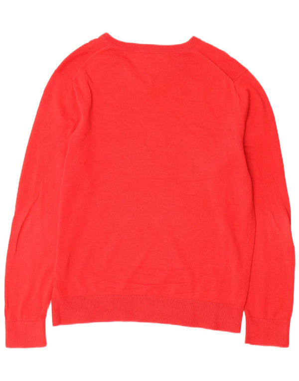 Maglione maglione con scollo a V da uomo Tommy Hilfiger in cotone rosso medio