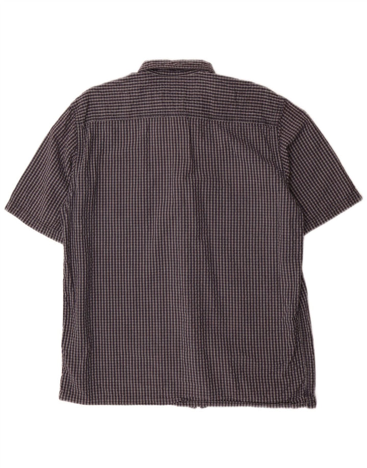 DOCKERS Camicia a maniche corte da uomo in cotone a quadri blu navy medio