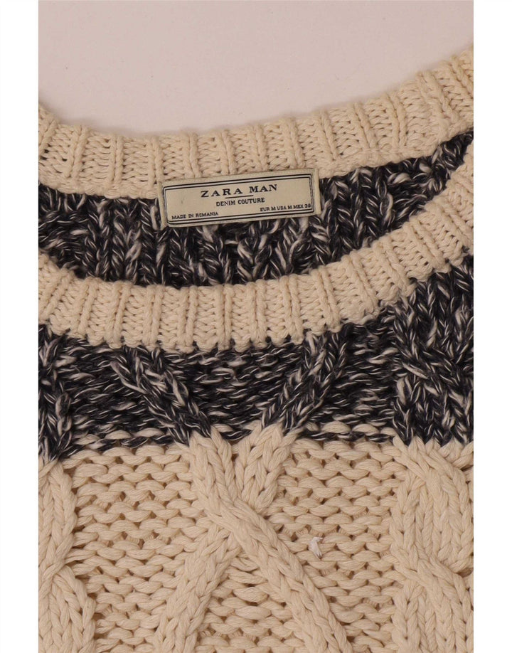 Maglione Zara da uomo con scollo a barca a righe beige medio