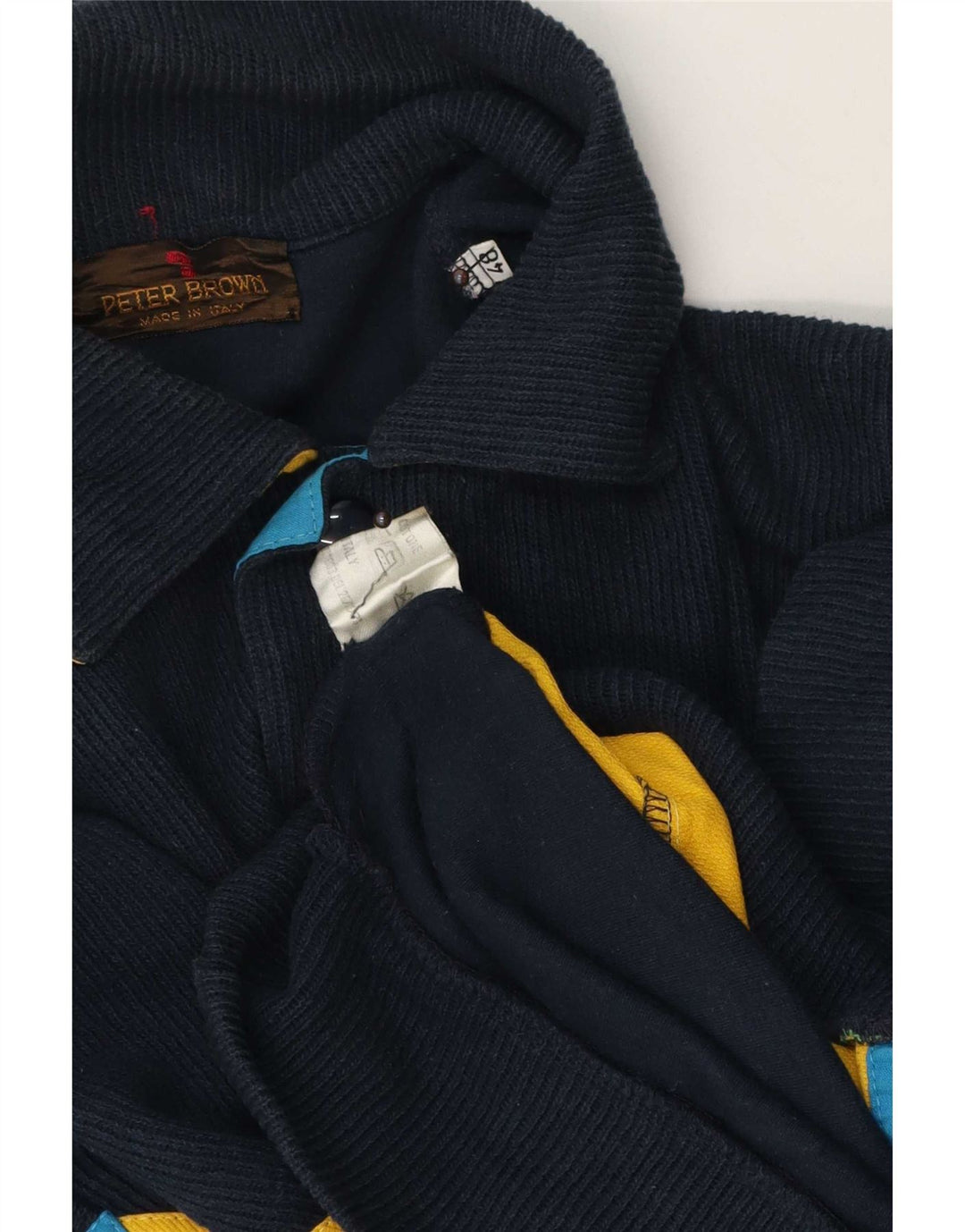 Maglione cardigan da uomo Peter Brown IT 48 Cotone color block medio blu navy