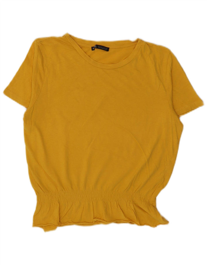 Top corto in camicetta corta da donna Zara UK 14 giallo medio