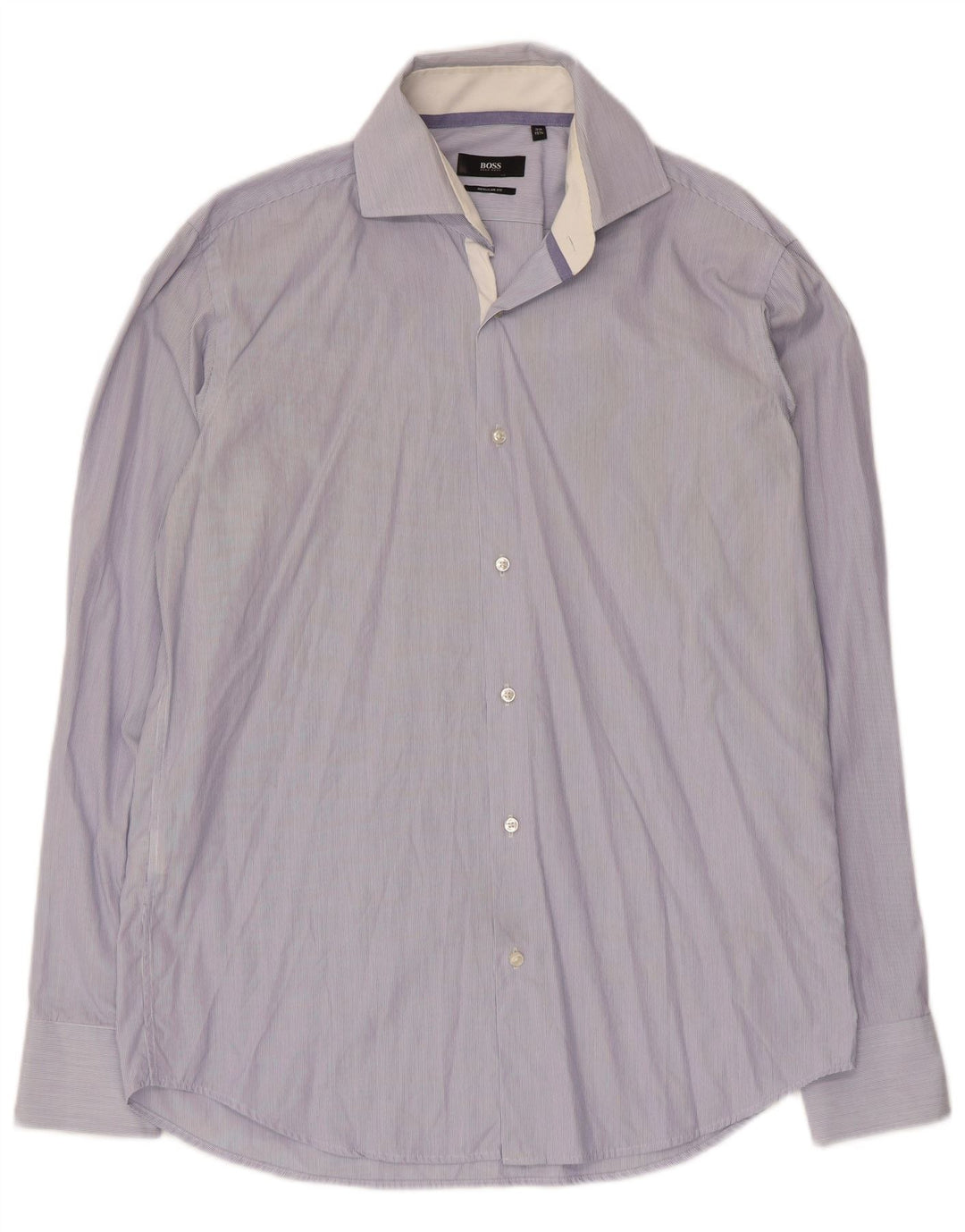 Camicia da uomo vestibilità regolare Hugo Boss taglia 39 15 1/2 gessato blu medio