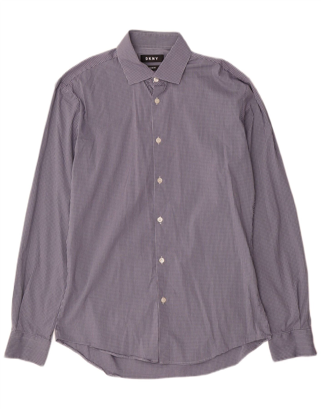 Camicia Dkny da uomo slim fit taglia 39 15/5 cotone a quadri blu medio