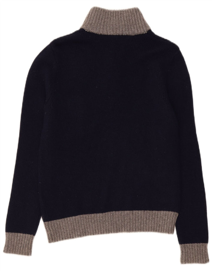 Maglione da uomo Sun68 vestibilità regolare con collo a bottoni piccolo in lana blu navy