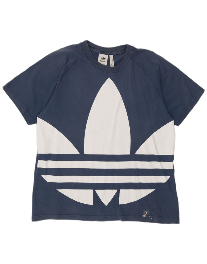 T-shirt grafica da uomo Adidas Top in cotone blu medio