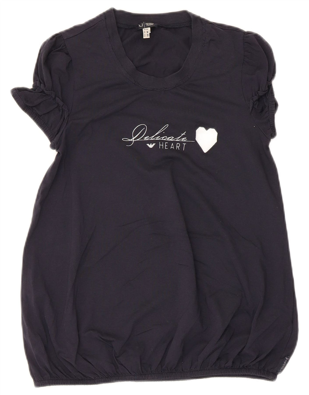Top camicetta grafica da donna Armani EU 34 2XS cotone blu navy