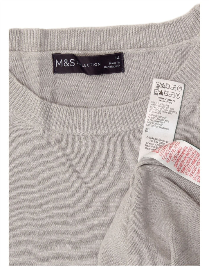 Maglione maglione girocollo da donna Marks & Spencer UK 14 Acrilico grigio medio