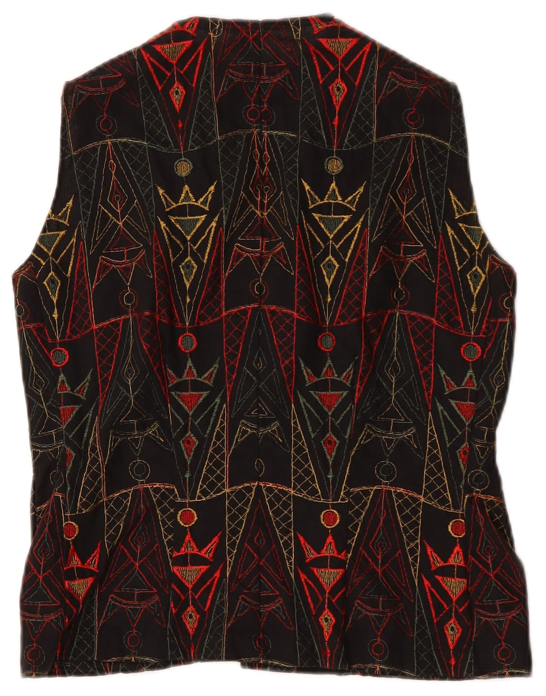 Gilet da donna vintage UK 12 medio nero geometrico