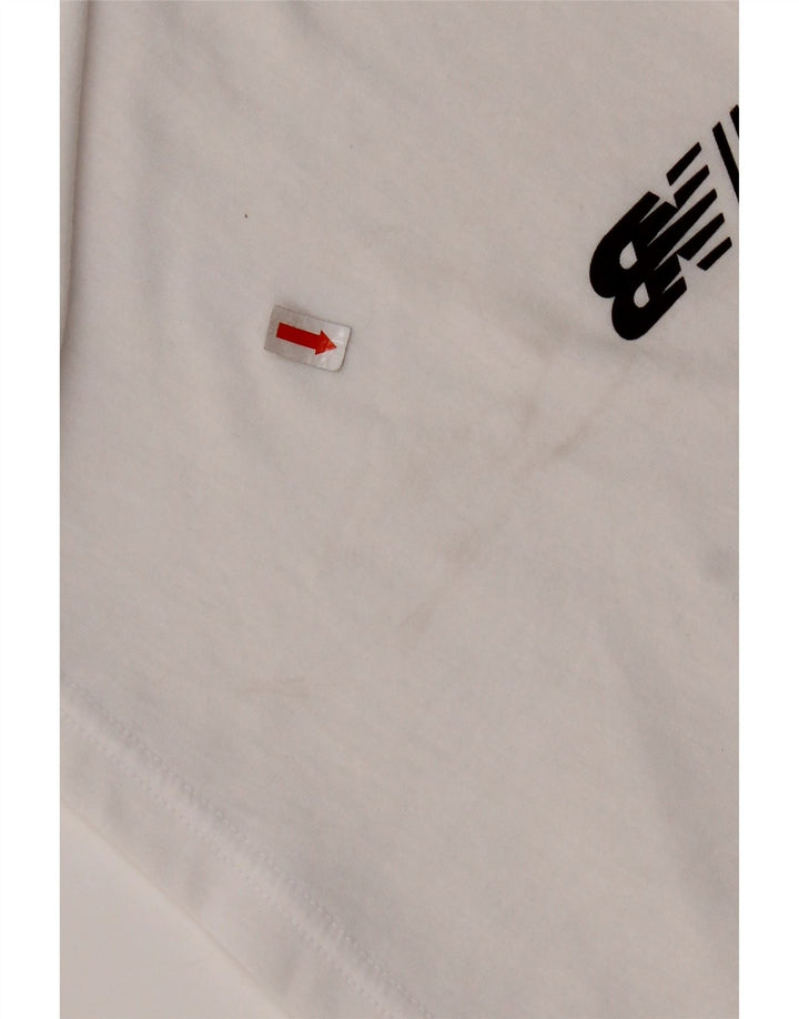 Maglietta grafica corta da donna NEW BALANCE Top UK 10 piccola in cotone bianco