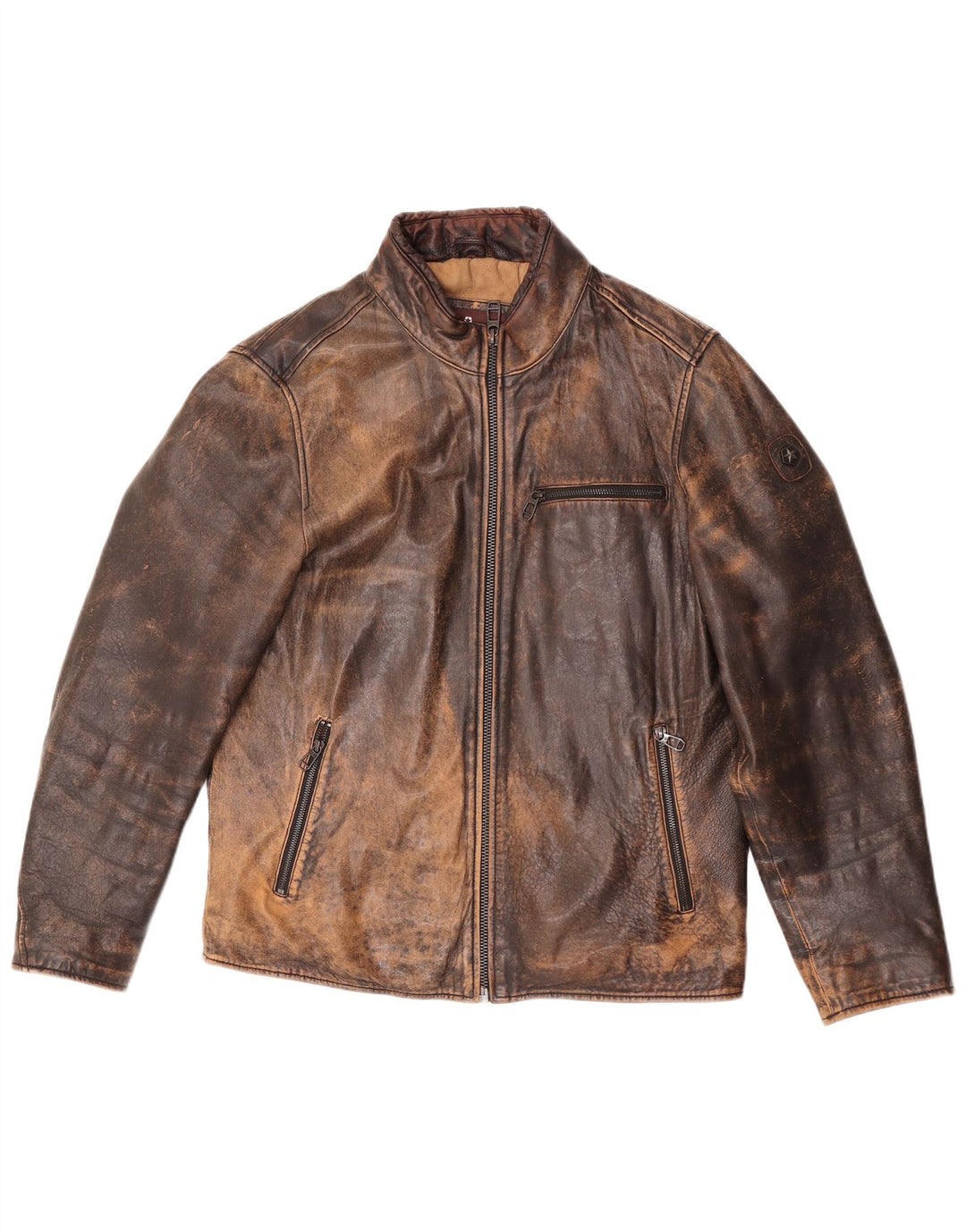 Giacca in pelle da uomo Milestone UK 40 Grande pelle di agnello marrone