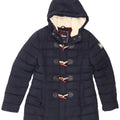 Giacca imbottita da donna con cappuccio Superdry UK 14 grande poliestere blu navy