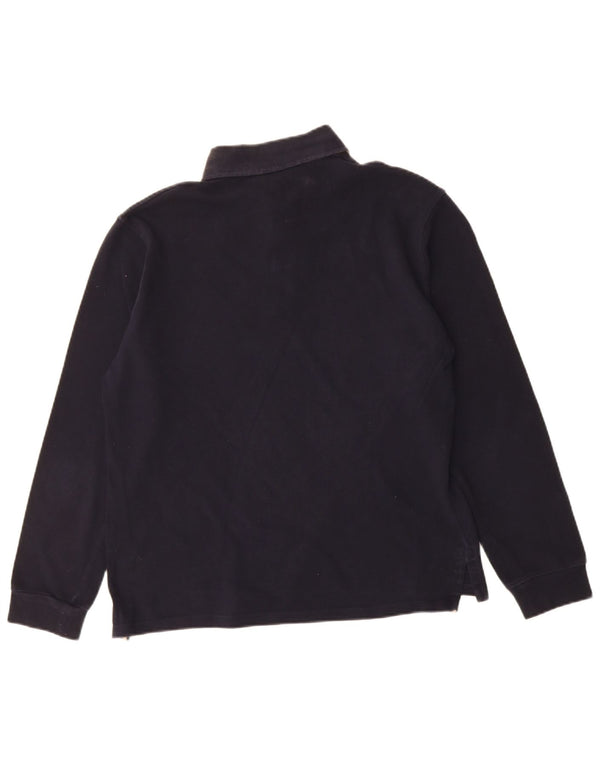 ALVIERO MARTINI Mens Long Sleeve Polo Shirt Medium Navy Blue Cotton