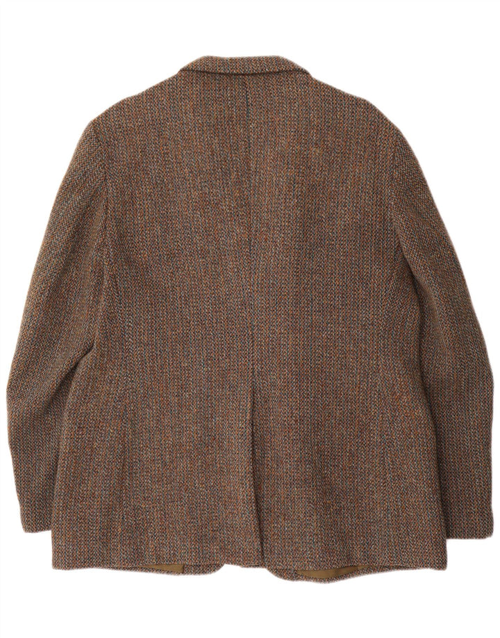 Giacca blazer a 3 bottoni da uomo Harris Tweed UK 40 grande marrone