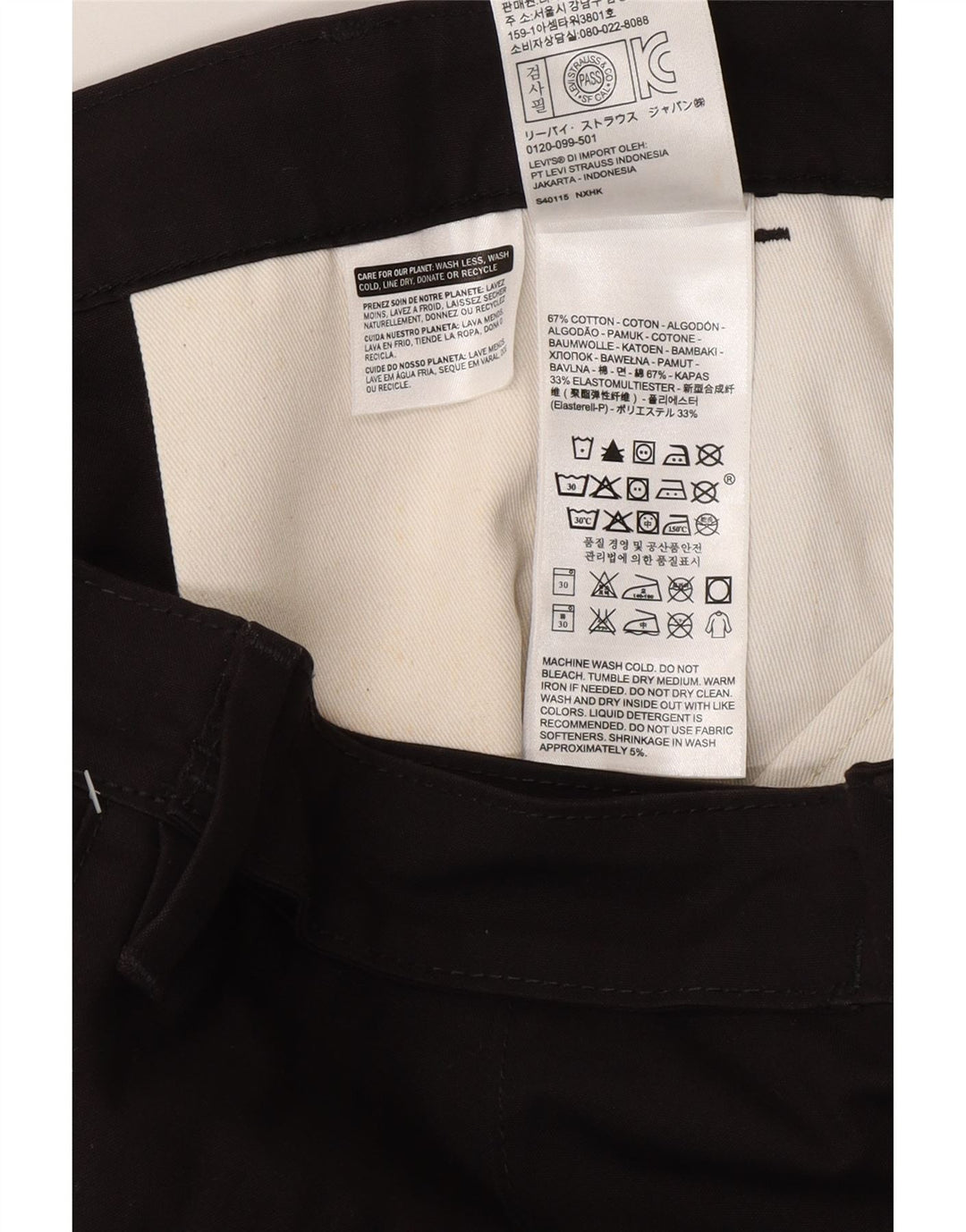 Pantaloni chino slim da uomo Levi's W31 L32 in cotone nero