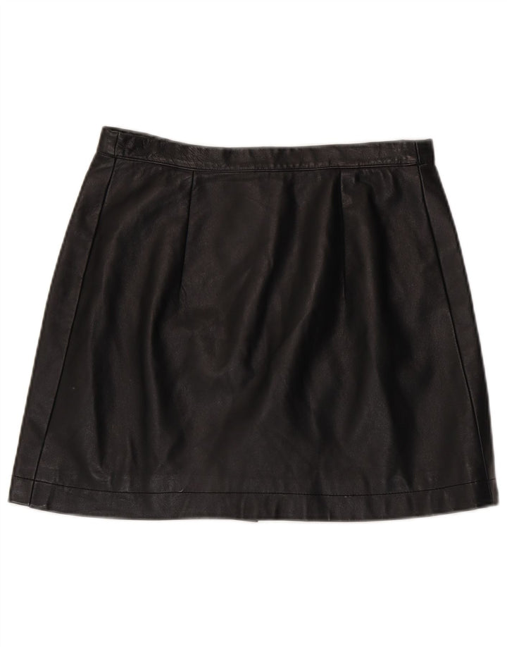 Mini gonna in pelle vintage da donna W30 media nera