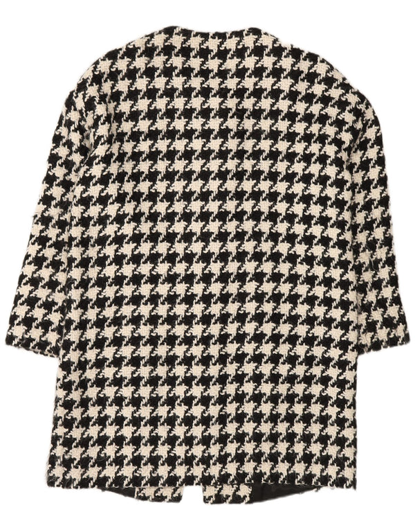 Soprabito oversize da donna Benetton UK 10 piccolo acrilico pied de poule nero