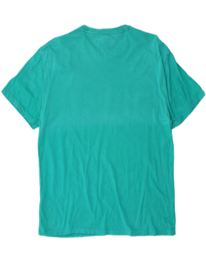 TOMMY HILFIGER Mens Regular Fit Graphic T-Shirt Top Medium Turquoise Vintage Tommy Hilfiger and Second-Hand Tommy Hilfiger from Messina Hembry 