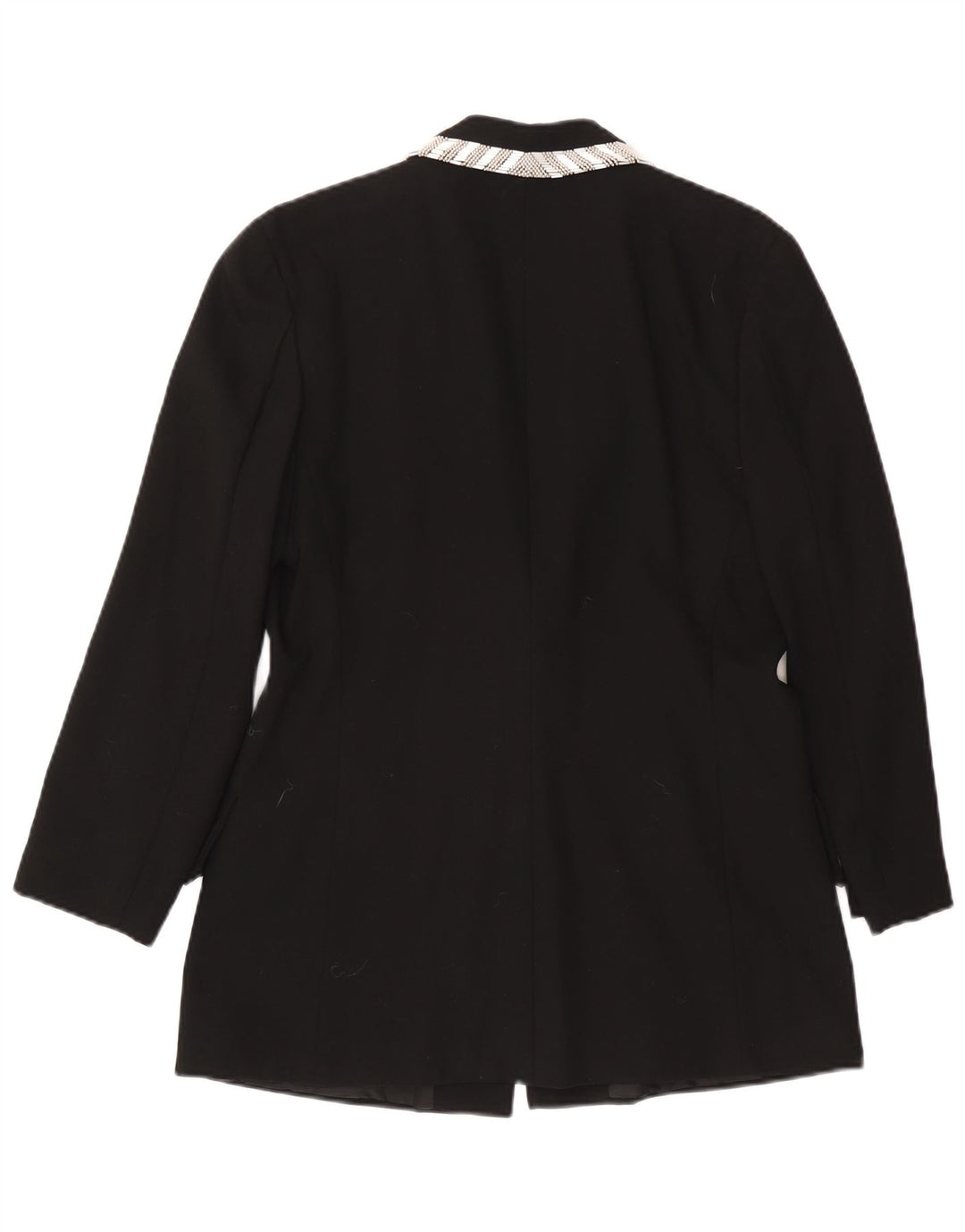 Giacca blazer da donna a 1 bottone VINTAGE UK 14 grande lana nera