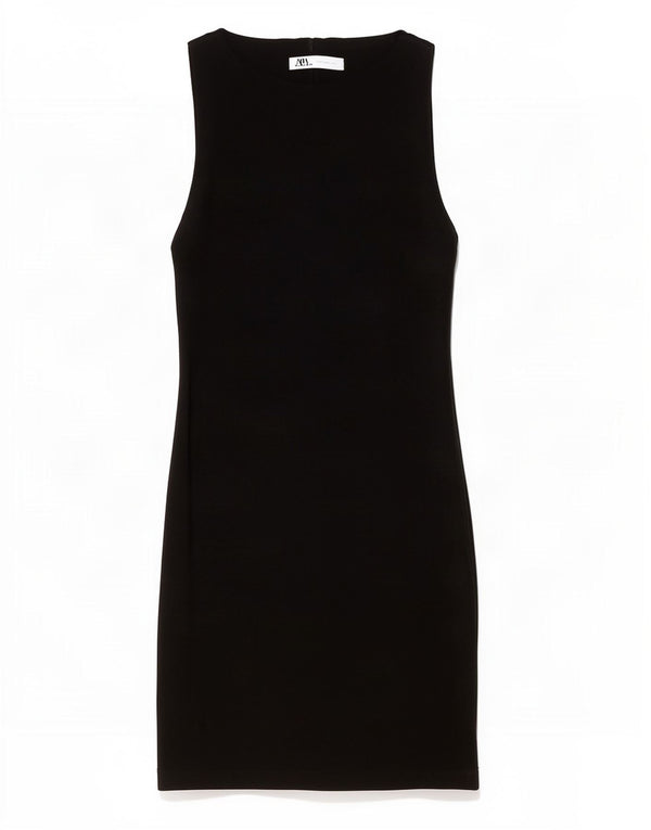 Abito aderente senza maniche da donna Zara UK 8 piccolo in cotone nero