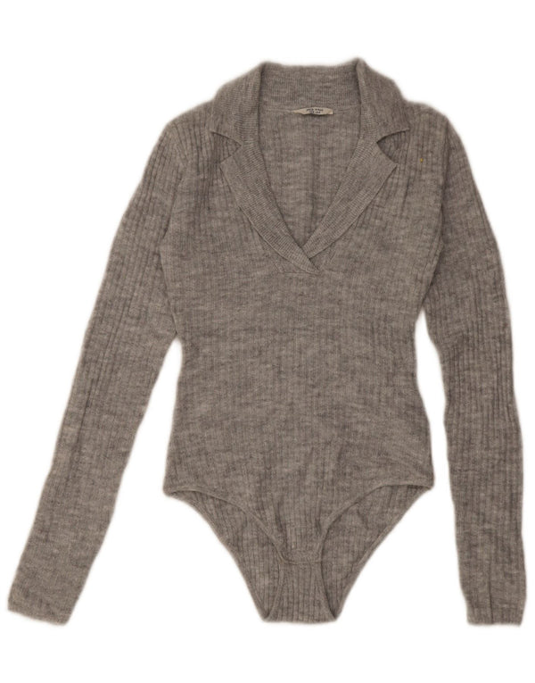 Body a maniche lunghe da donna Jack Wills UK 8 piccolo acrilico grigio