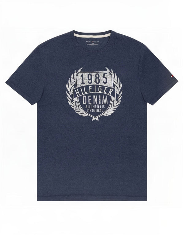 Tommy Hilfiger Mens Graphic T-Shirt Top Large Navy Blue Cotton