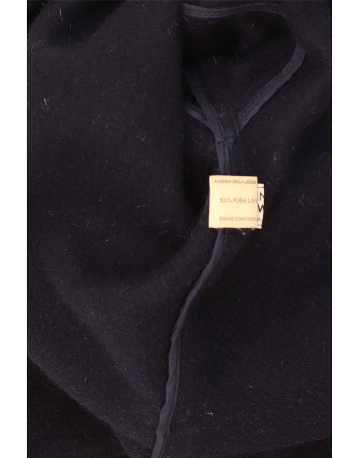 Montgomery vintage da uomo con cappuccio IT 50 grande in lana vergine blu navy