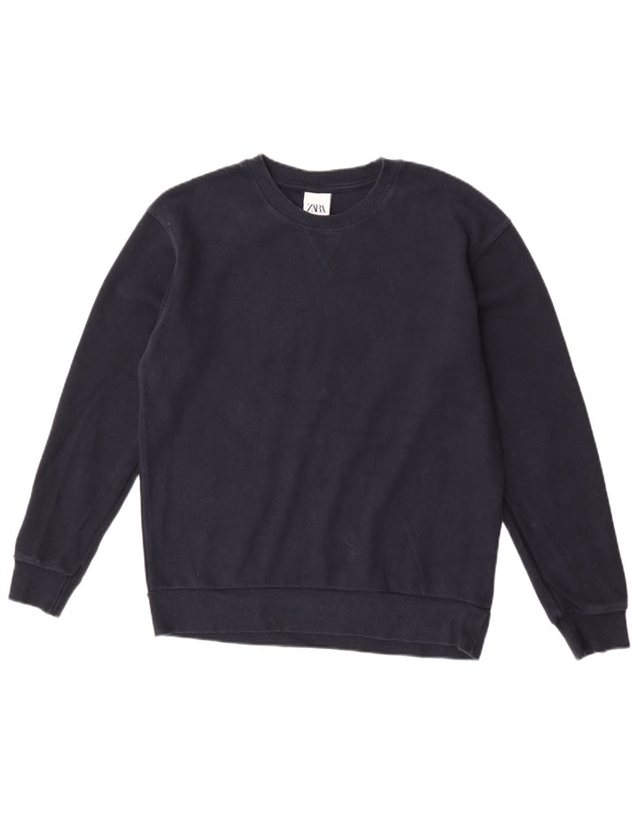 Felpa Zara da uomo in cotone medio blu navy