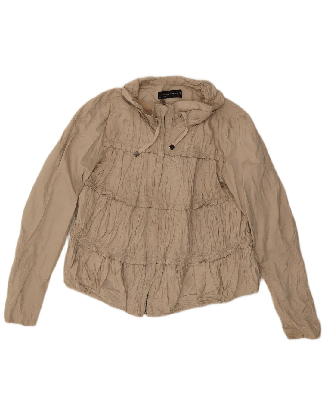Giubbotto bomber corto da donna Zara UK 14 grande cotone beige