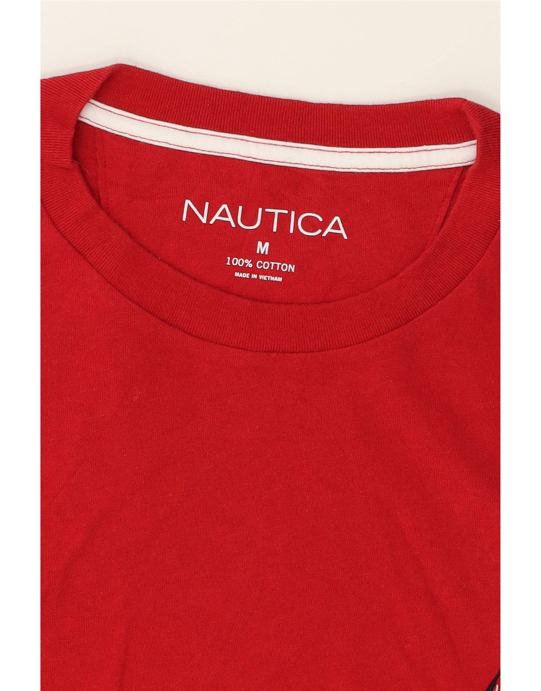 NAUTICA Mens T-Shirt Top Medium Red Colourblock Cotton Vintage Nautica and Second-Hand Nautica from Messina Hembry 