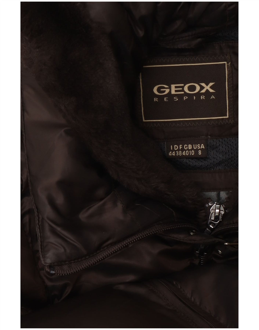 Giacca imbottita con cappuccio Geox da donna Respira UK 10 piccola marrone