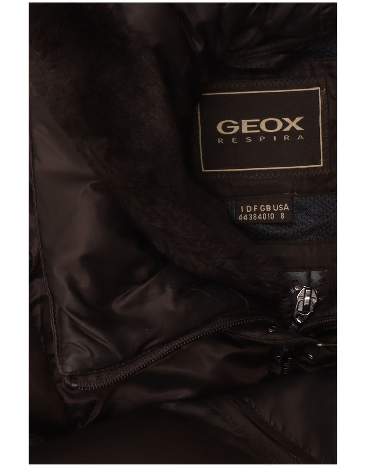 Giacca imbottita con cappuccio Geox da donna Respira UK 10 piccola marrone