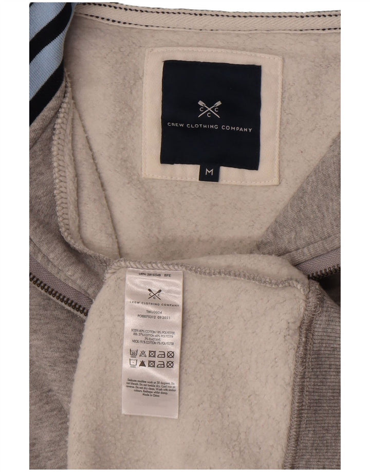 Crew Clothing Felpa con collo con zip da uomo Maglione in cotone grigio medio