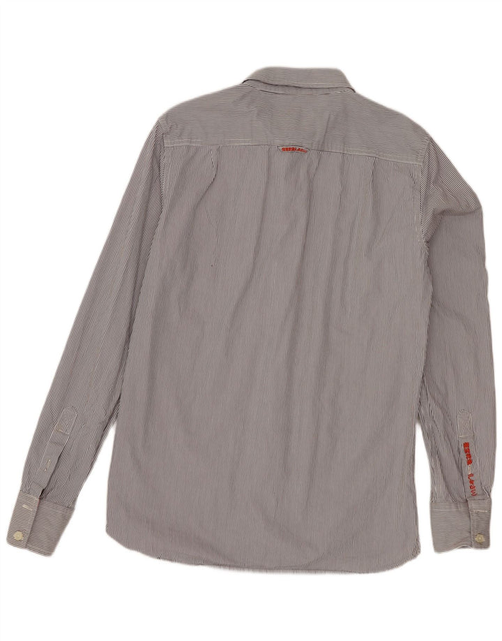 Camicia da uomo SUPERDRY grande cotone gessato grigio