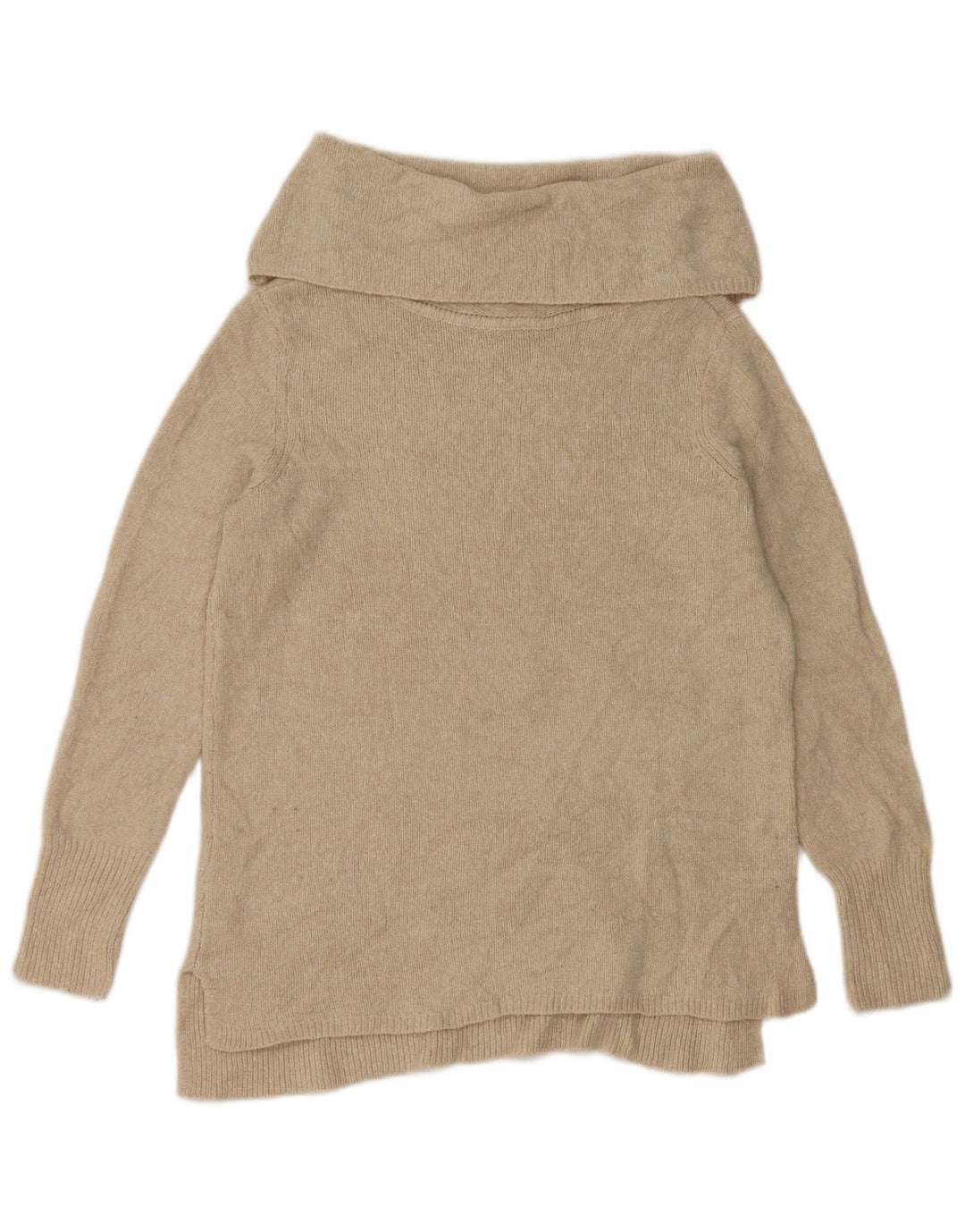 Maglione maglione collo alto da donna DKNY UK 10 piccolo acrilico beige