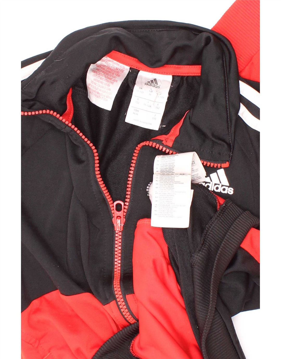 Giacca da tuta da ragazzo Adidas 11-12 anni in poliestere color block rosso