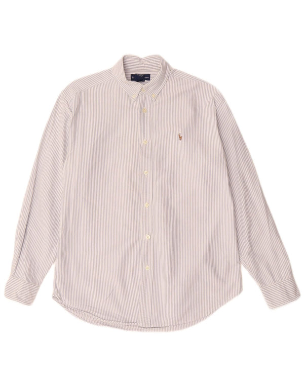 RALPH LAUREN Boys Shirt 15-16 Years Large Blue Pinstripe Cotton