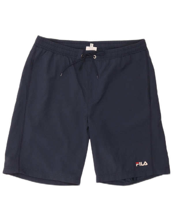 Pantaloncini sportivi da uomo Fila Large in poliestere blu navy