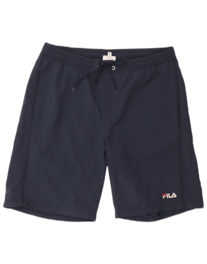 Pantaloncini sportivi da uomo Fila Large in poliestere blu navy