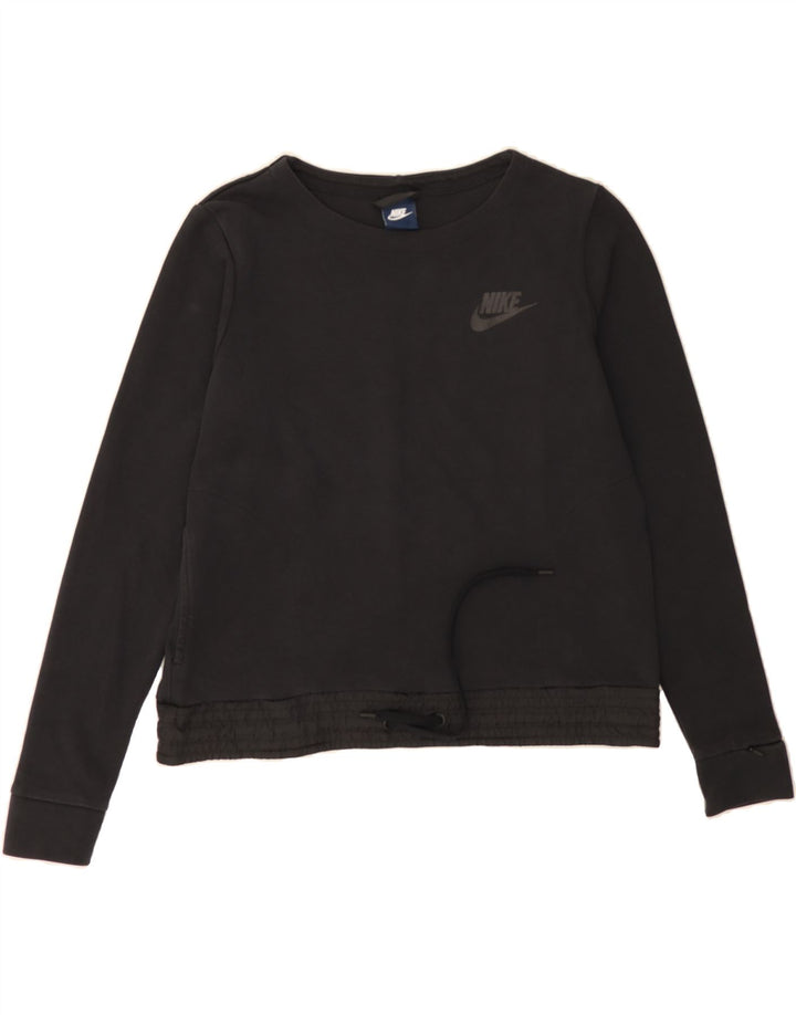NIKE Womens Crop Sweatshirt Jumper UK 14 Medium Black Vintage Nike and Second-Hand Nike from Messina Hembry 