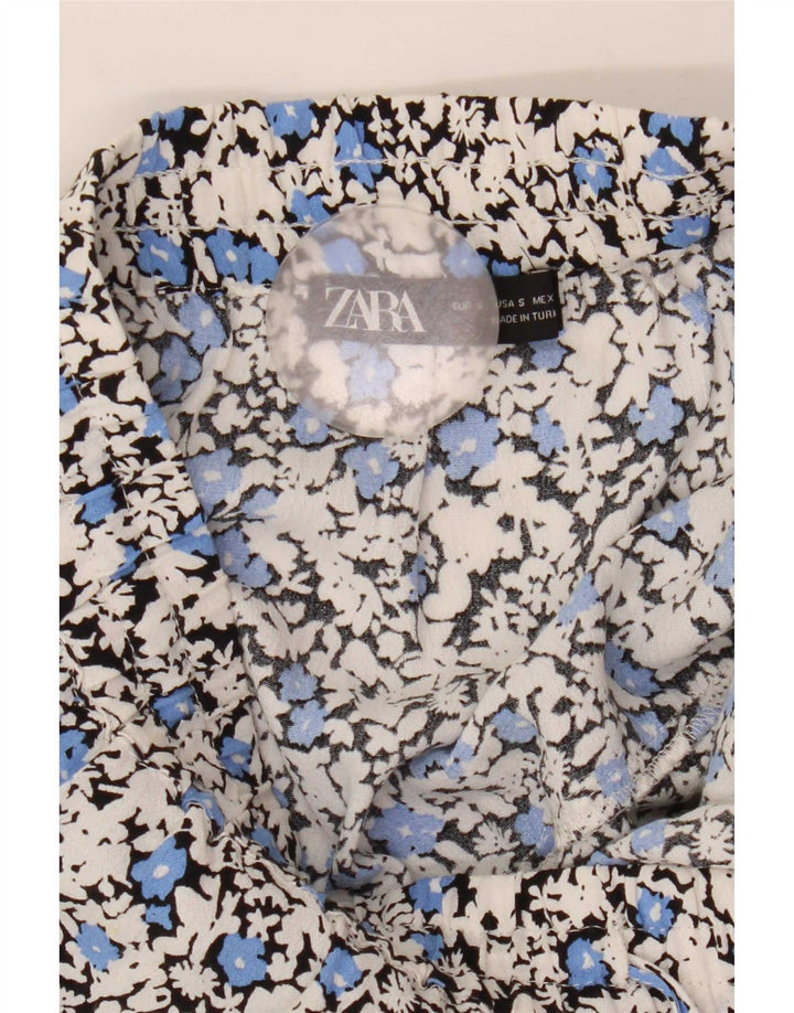 Pantaloni caldi da donna Zara piccoli W26 in viscosa floreale multicolore