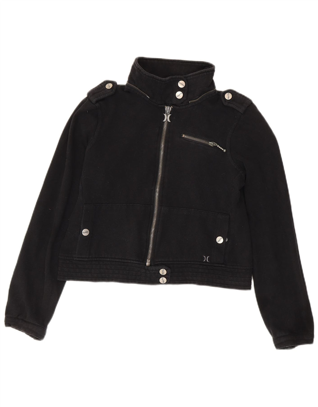 Giubbotto bomber militare corto da donna Hurley UK 14 cotone nero medio