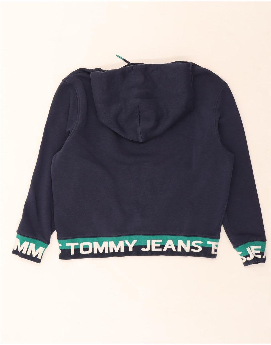 TOMMY HILFIGER Womens Oversized Hoodie Jumper UK 14 Medium Navy Blue Vintage Tommy Hilfiger and Second-Hand Tommy Hilfiger from Messina Hembry 