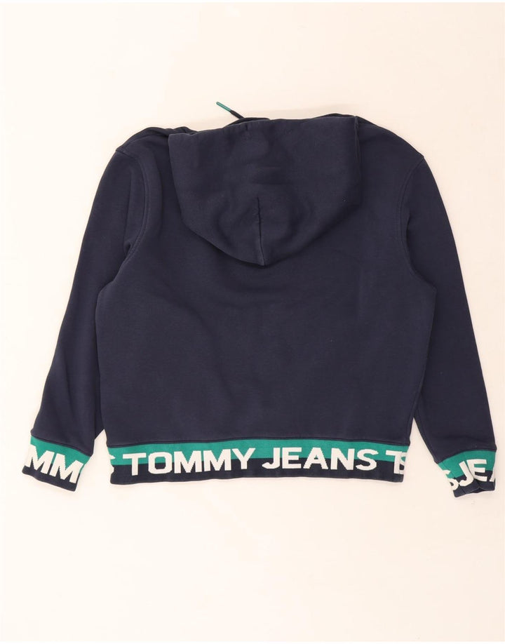 TOMMY HILFIGER Womens Oversized Hoodie Jumper UK 14 Medium Navy Blue Vintage Tommy Hilfiger and Second-Hand Tommy Hilfiger from Messina Hembry 