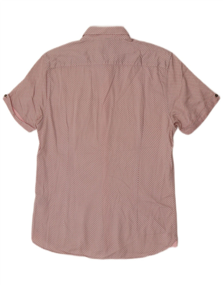 Ted Baker Camicia a maniche corte da uomo Taglia 3 Cotone a rombi/diamante rosa medio