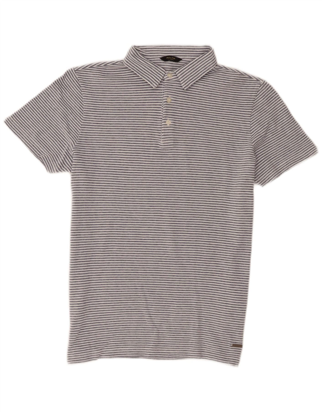 Polo Uomo Massimo Dutti Cotone Gessato Blu Medio