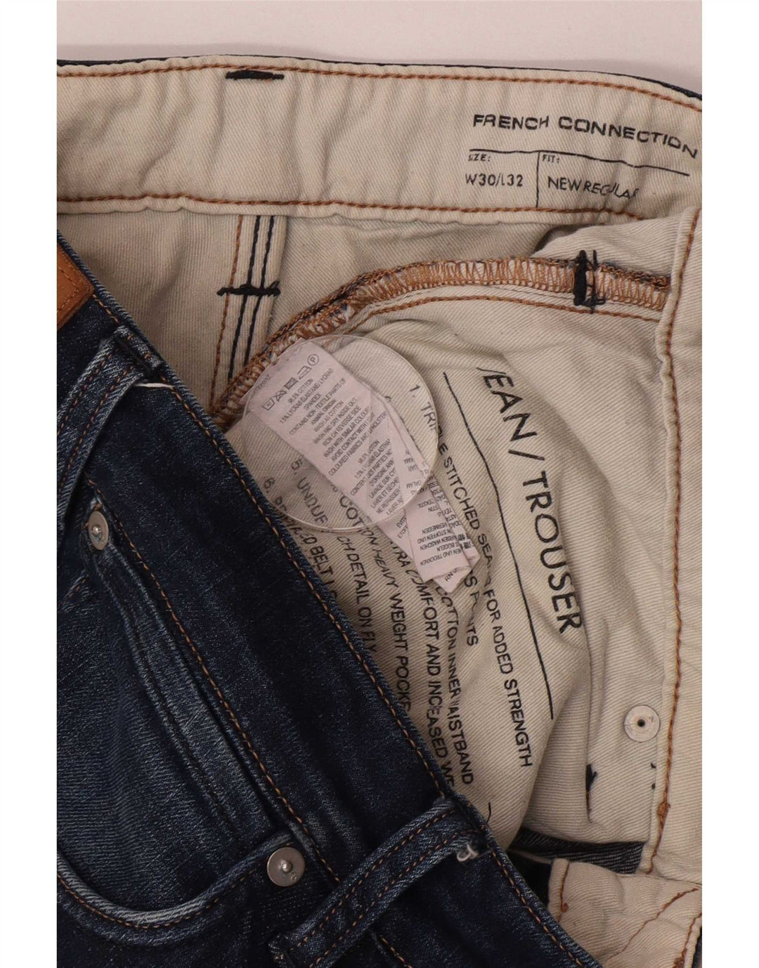 Jeans dritti regolari da uomo French Connection W30 L32 cotone blu navy