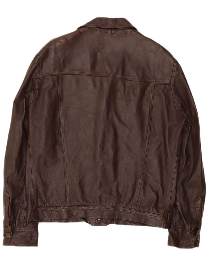 Giacca in pelle vintage da uomo UK 36 piccola marrone