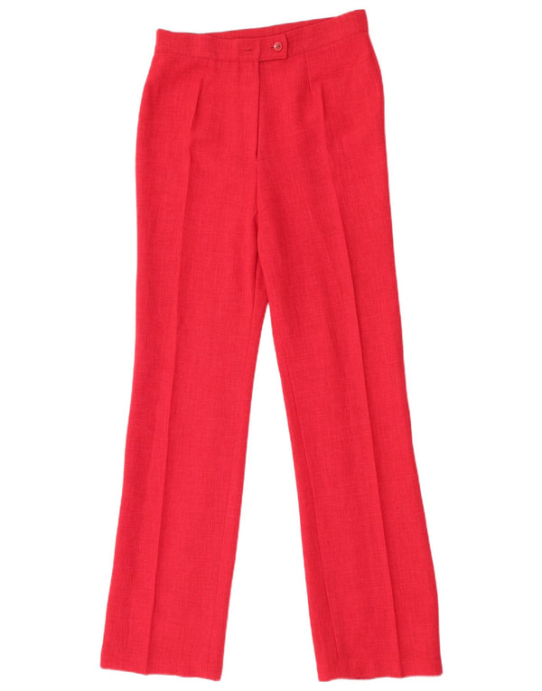 Pantaloni da abito dritti a vita alta da donna Sasha UK 12 medi W28 L20 rossi